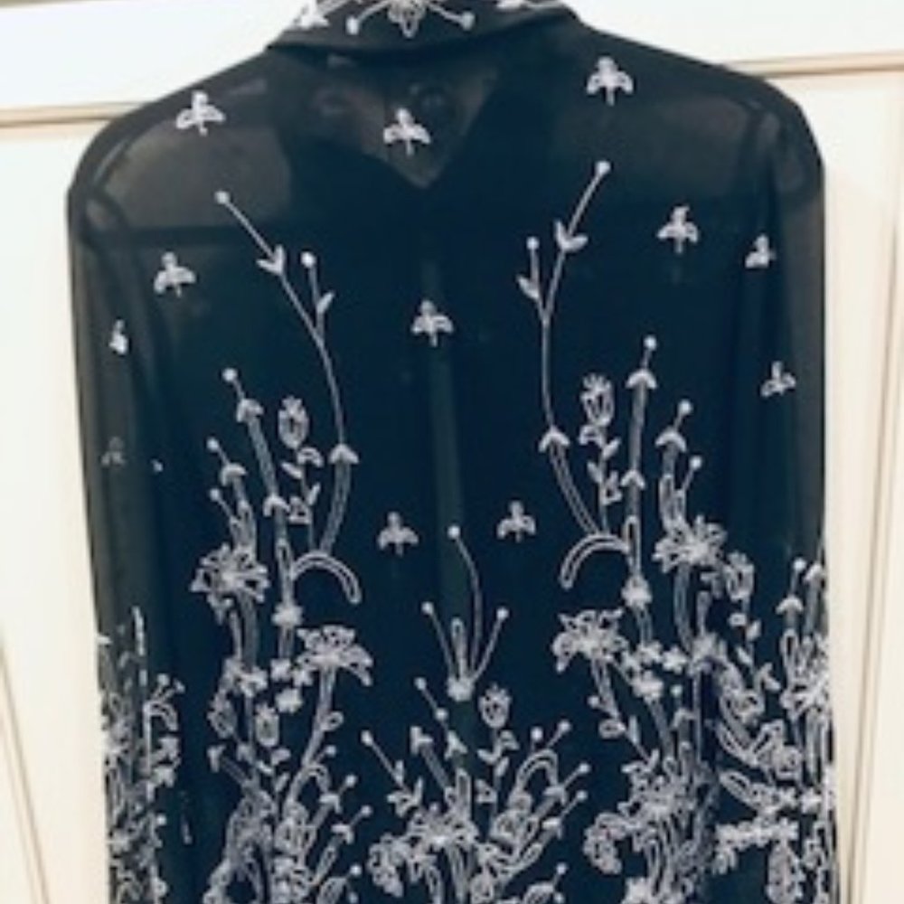 J KARA NY Sheer Embellished Formal Blouse - Picture 7 of 8
